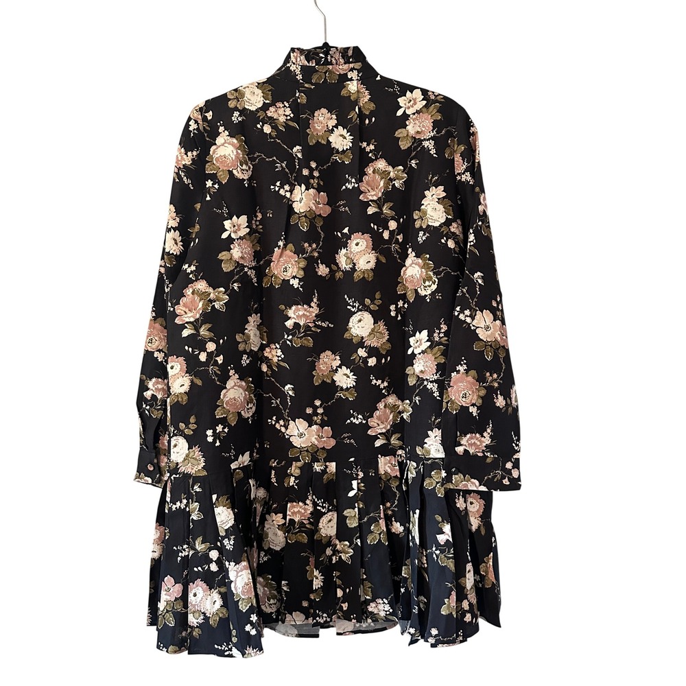 Tuckernuck Midnight Garden Floral Print Ruffle Collar Button‎ Front Dress Size L
